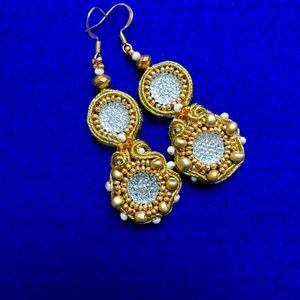 "Golden Flowers" handmade dangle earrings